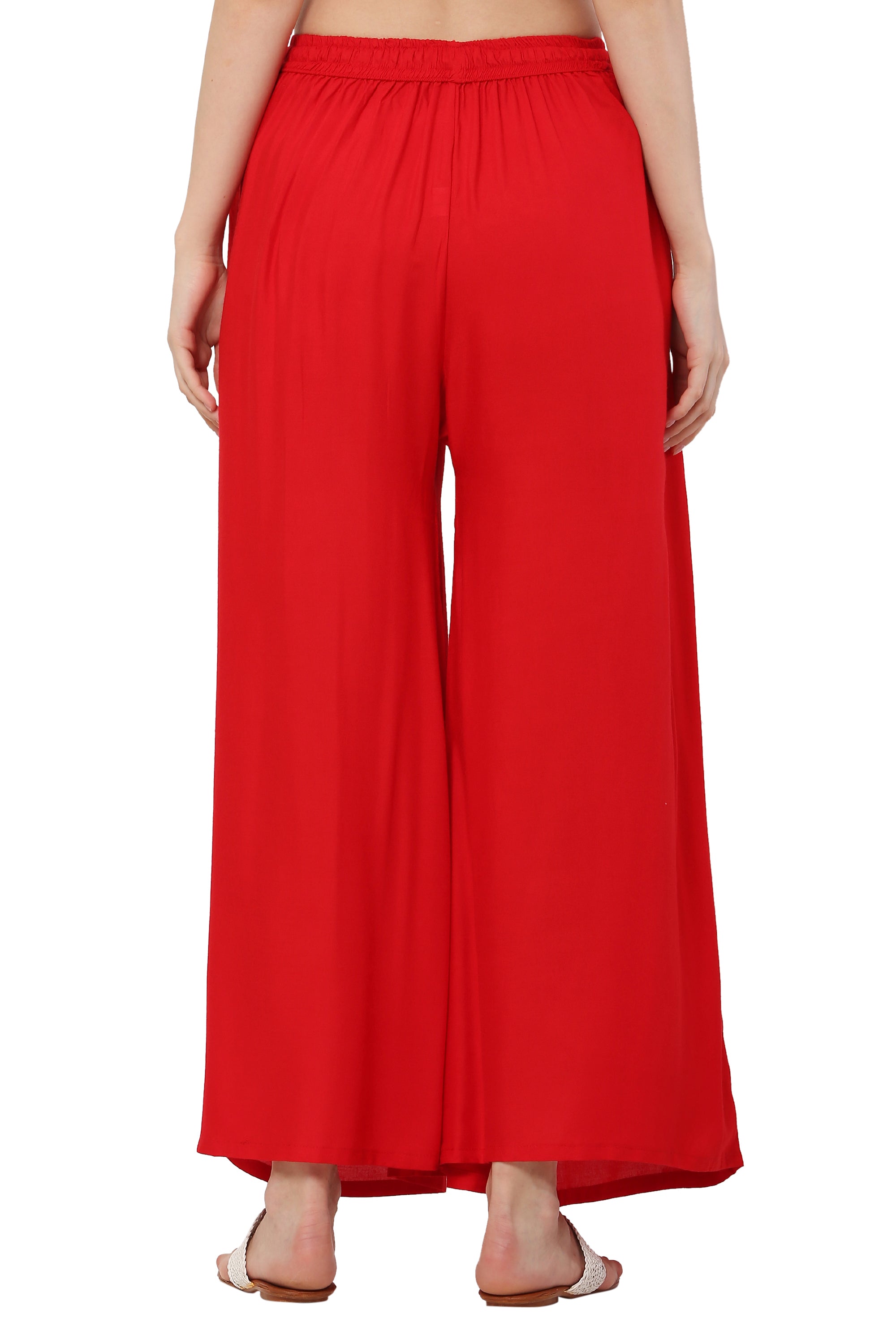 PAVONINE Red Color Rayon Fabric Jumbo Sharara For Women