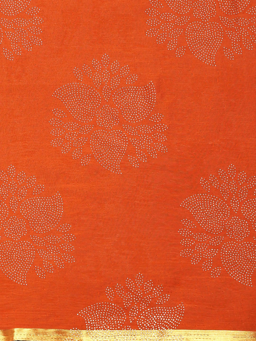 Saree Mall Orange & Golden Printed Saree