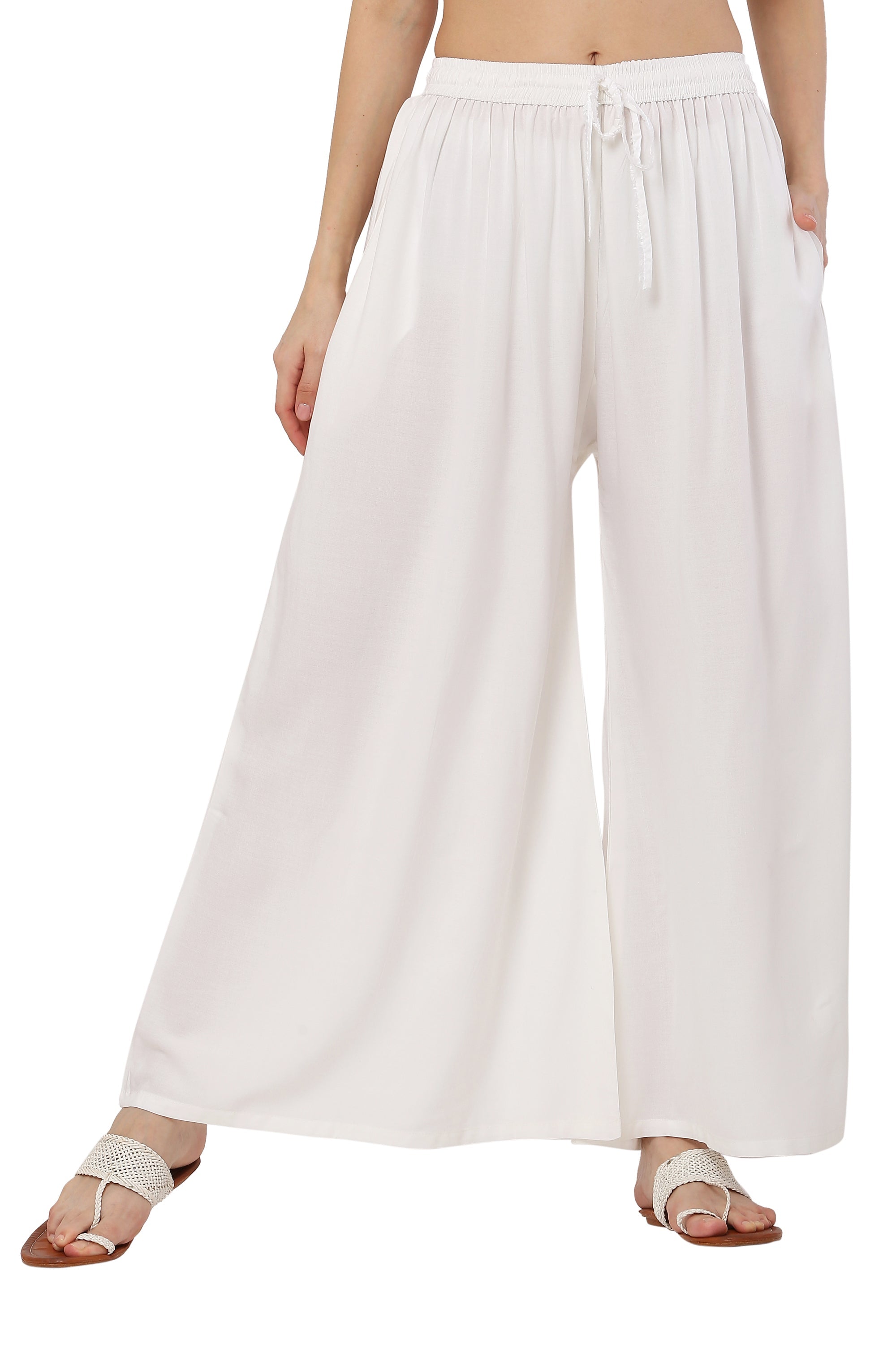 PAVONINE White Color Rayon Fabric Jumbo Sharara For Women