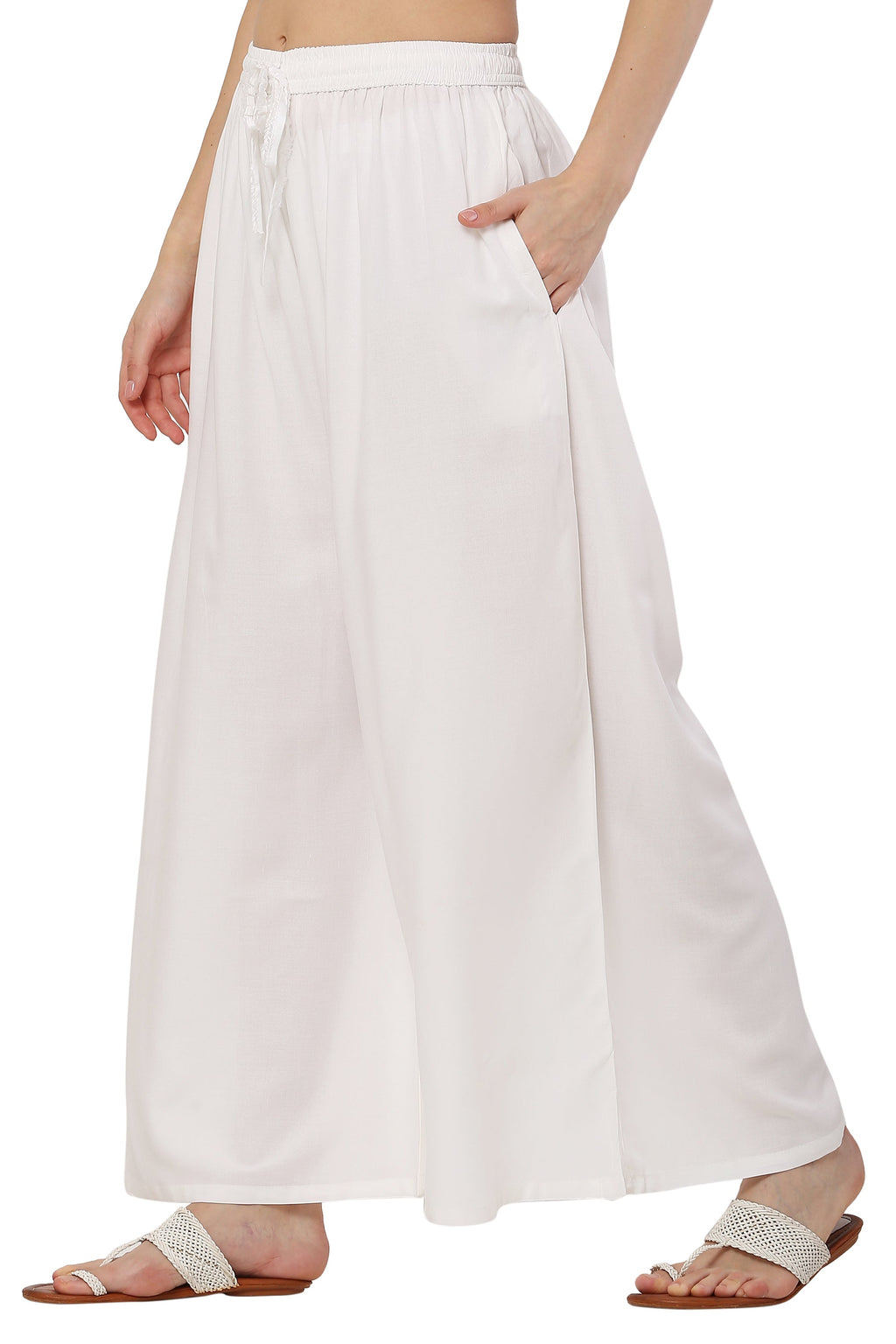PAVONINE White Color Rayon Fabric Jumbo Sharara For Women