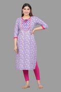 House of RP Women's Lilac Rayon Floral Print Kurta