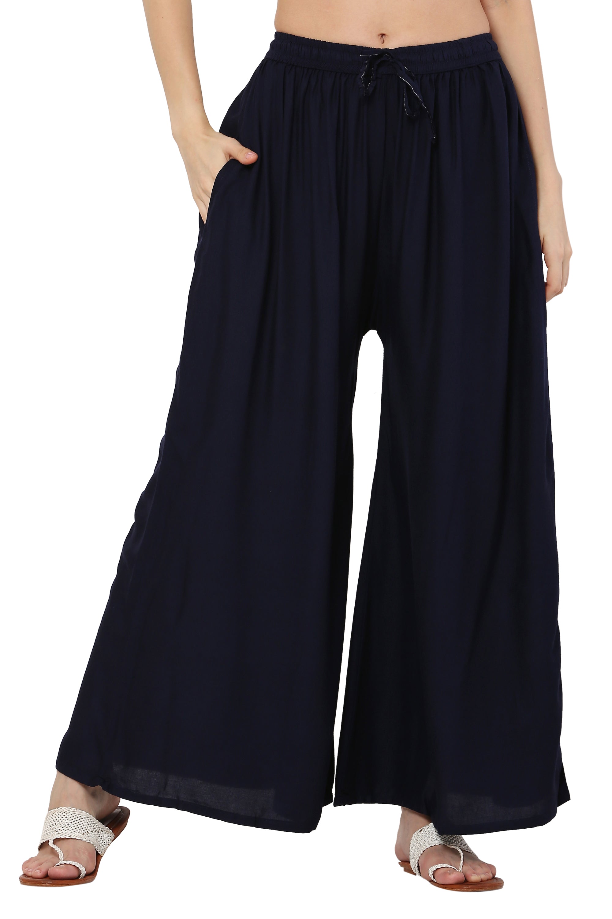 PAVONINE Navy Blue Color Rayon Fabric Jumbo Sharara For Women