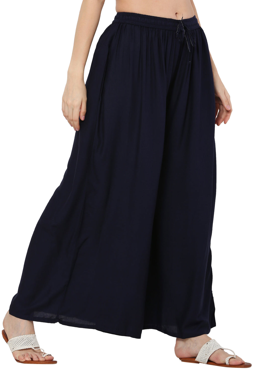 PAVONINE Navy Blue Color Rayon Fabric Jumbo Sharara For Women