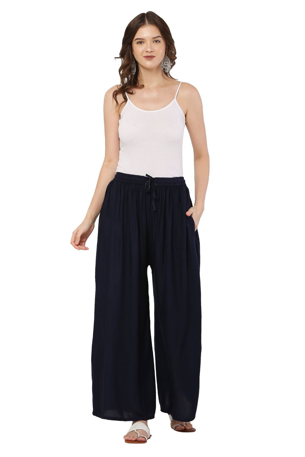 PAVONINE Navy Blue Color Rayon Fabric Jumbo Sharara For Women