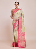 Monjolika Fashion Glamour And Tradition With This Zari Woven Banarasi Tissue Silk Cream Saree