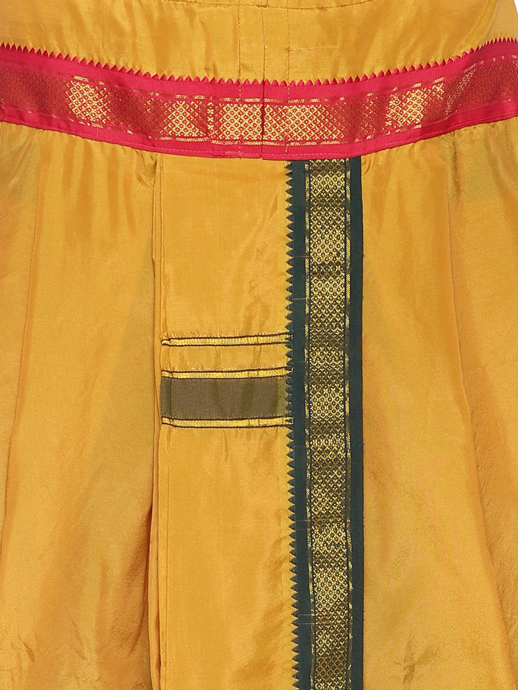 Sethukrishna Men Mustard Yellow Solid Readymade Dhoti Pant