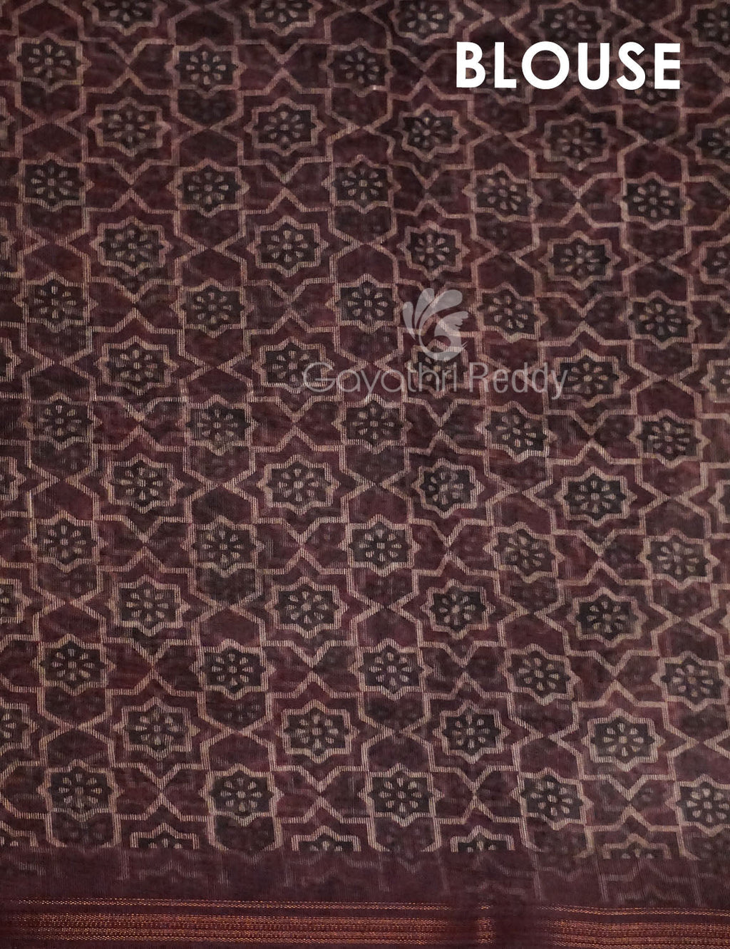 Red Onion Colour Ajrakh Design Semi Chanderi Saree By Gayathri Reddy Designer Studio