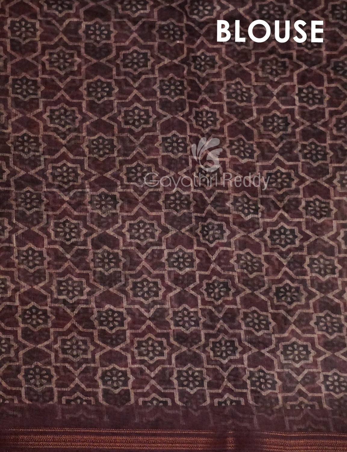 Red Onion Colour Ajrakh Design Semi Chanderi Saree By Gayathri Reddy Designer Studio