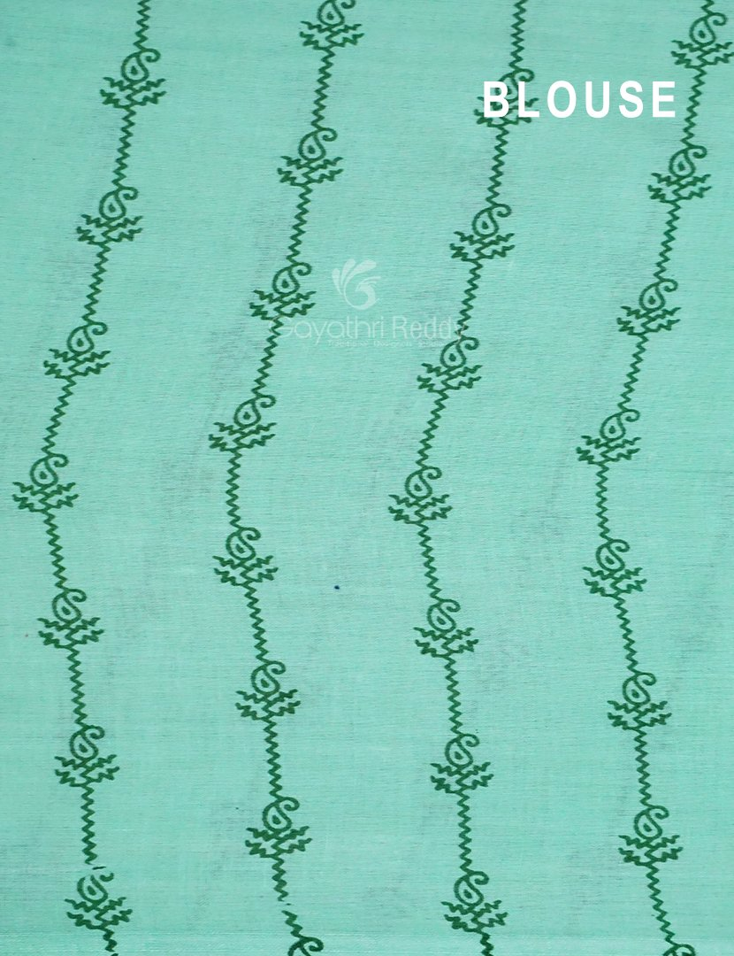 Lime Greencolour Block Print Pure Mulmul Cotton Saree By Gayathri Reddy Designer Studio