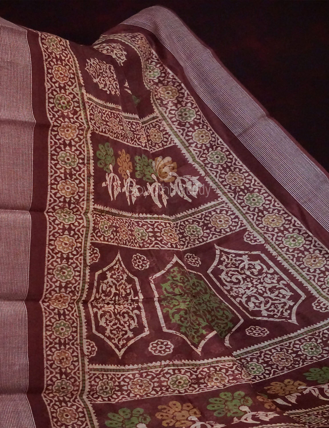 Brown Colour With Motif Design Semi Chanderi Saree By Gayathri Reddy Designer Studio