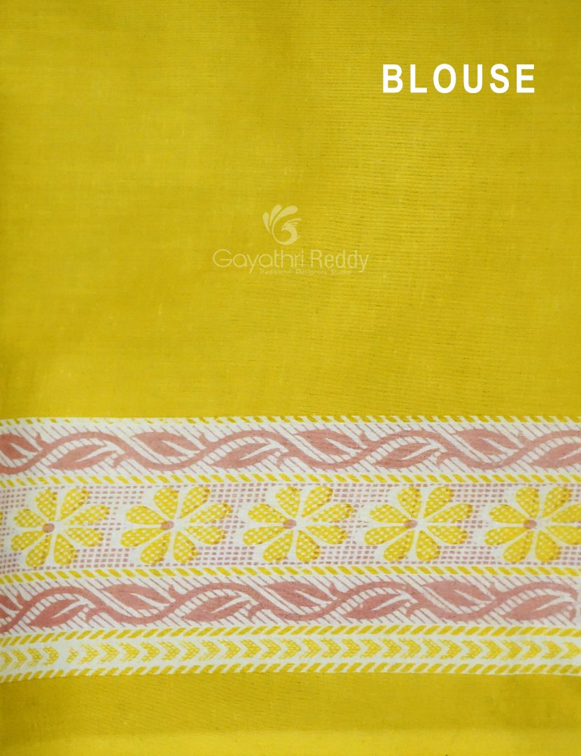 Mehendi Green And Lime Green Block Print Pure Kota Cotton Saree By Gayathri Reddy Designer Studio