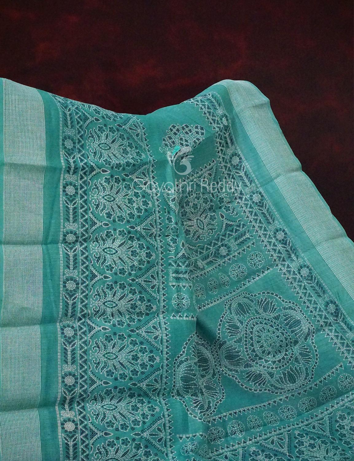 Rama Green Coloured Block Print Semi Chanderi Saree By Gayathri Reddy Designer Studio