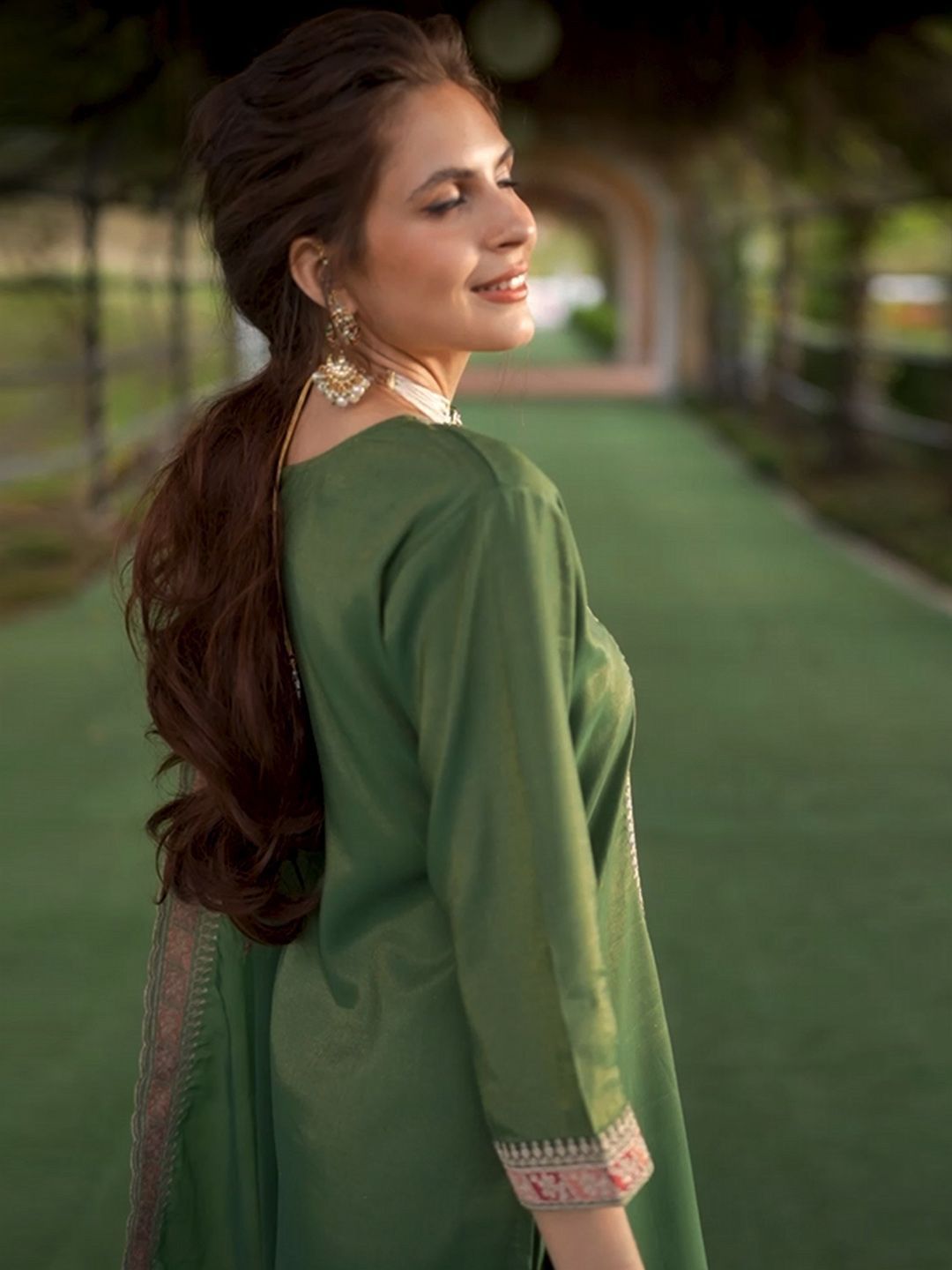 Indo Era Ethnic Motifs Yoke Design Straight Kurta with Trousers & Dupatta