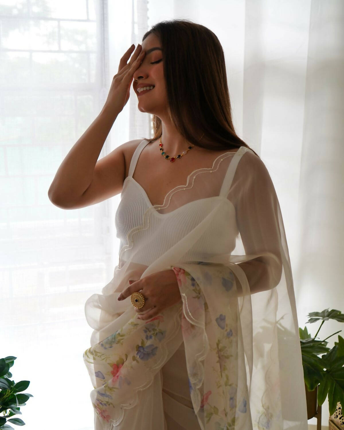 Vamsee White Organza Saree