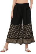 PAVONINE Black Color Minar Half Golden Print Sharara For Women