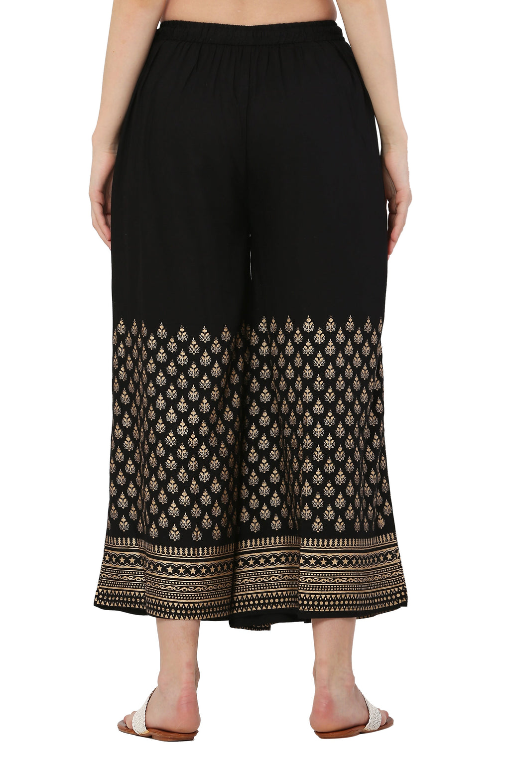 PAVONINE Black Color Minar Half Golden Print Sharara For Women