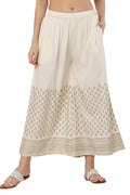 PAVONINE Off-White Color Minar Half Golden Print Sharara For Women