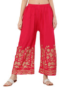 PAVONINE Rani Color Floral Half Golden Print Sharara For Women