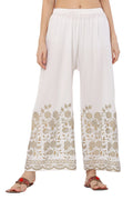 PAVONINE White Color Floral Half Golden Print Sharara For Women