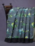 Grey Colour Combo With Brid Print Pure Mulmul Cotton Saree By Gayathri Reddy Designer Studio