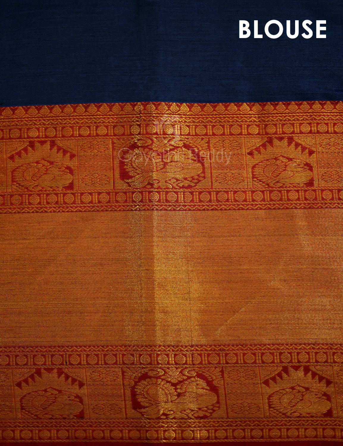 Kalanetha Peacock Blue With Zari Kanchi Style Pure Narayanpet Cotton Saree By Gayathri Reddy Designer Studio