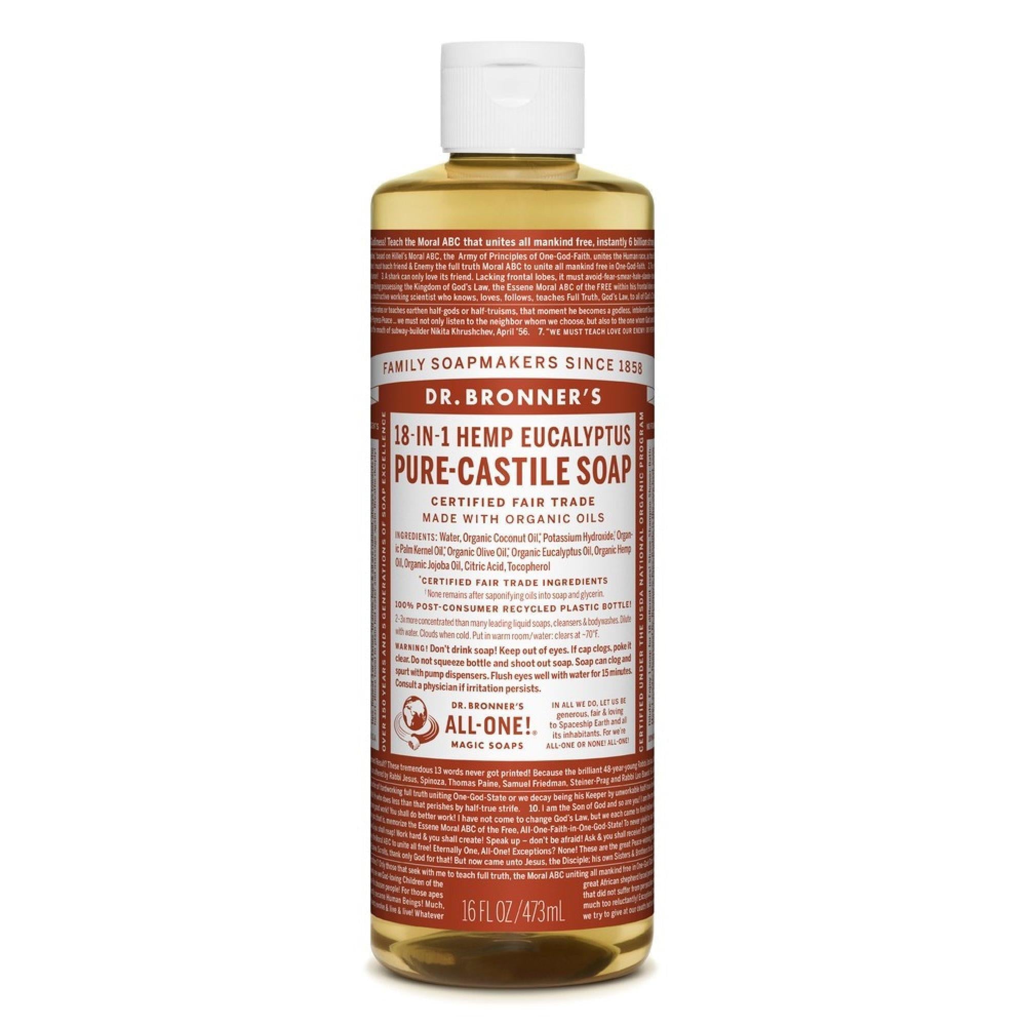 Dr. Bronner's Pure Castile Liquid Soap Hemp Eucalyptus -- 16 Fl Oz
