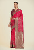 Monjolika Fashion Pink Color Banarasi Soft Silk Trendy Saree