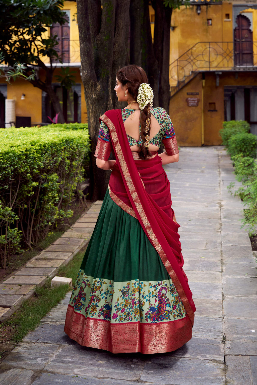 Lorenvalley Fashion Green Aastha Silk Printed with Zari Weaving Work Lehenga Choli with Dupatta