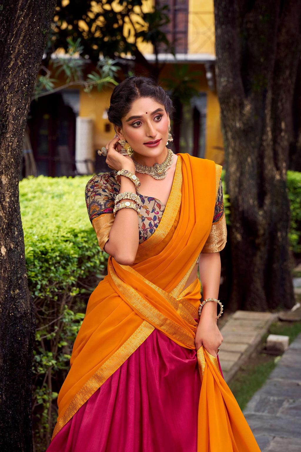Lorenvalley Fashion Pink Aastha Silk Printed with Zari Weaving Work Lehenga Choli with Dupatta
