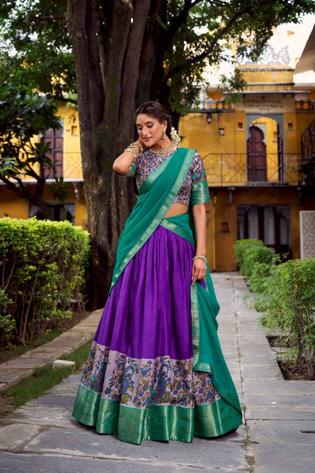 Lorenvalley Fashion Purple Aastha Silk Printed with Zari Weaving Work Lehenga Choli with Dupatta