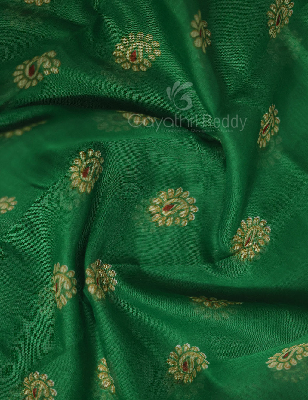 Shades of Leaf Green Floral Print Semi Chanderi Saree By Gayathri Reddy Designer Studio