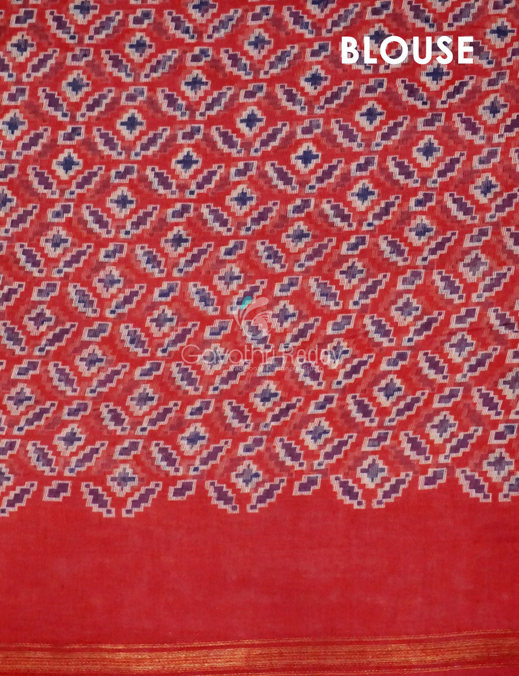 Navy Blue And Red Colour Patola Print Semi Chanderi Saree By Gayathri Reddy Designer Studio