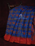 Ink Blue Colour Diamond Design Semi Chanderi Saree By Gayathri Reddy Designer Studio