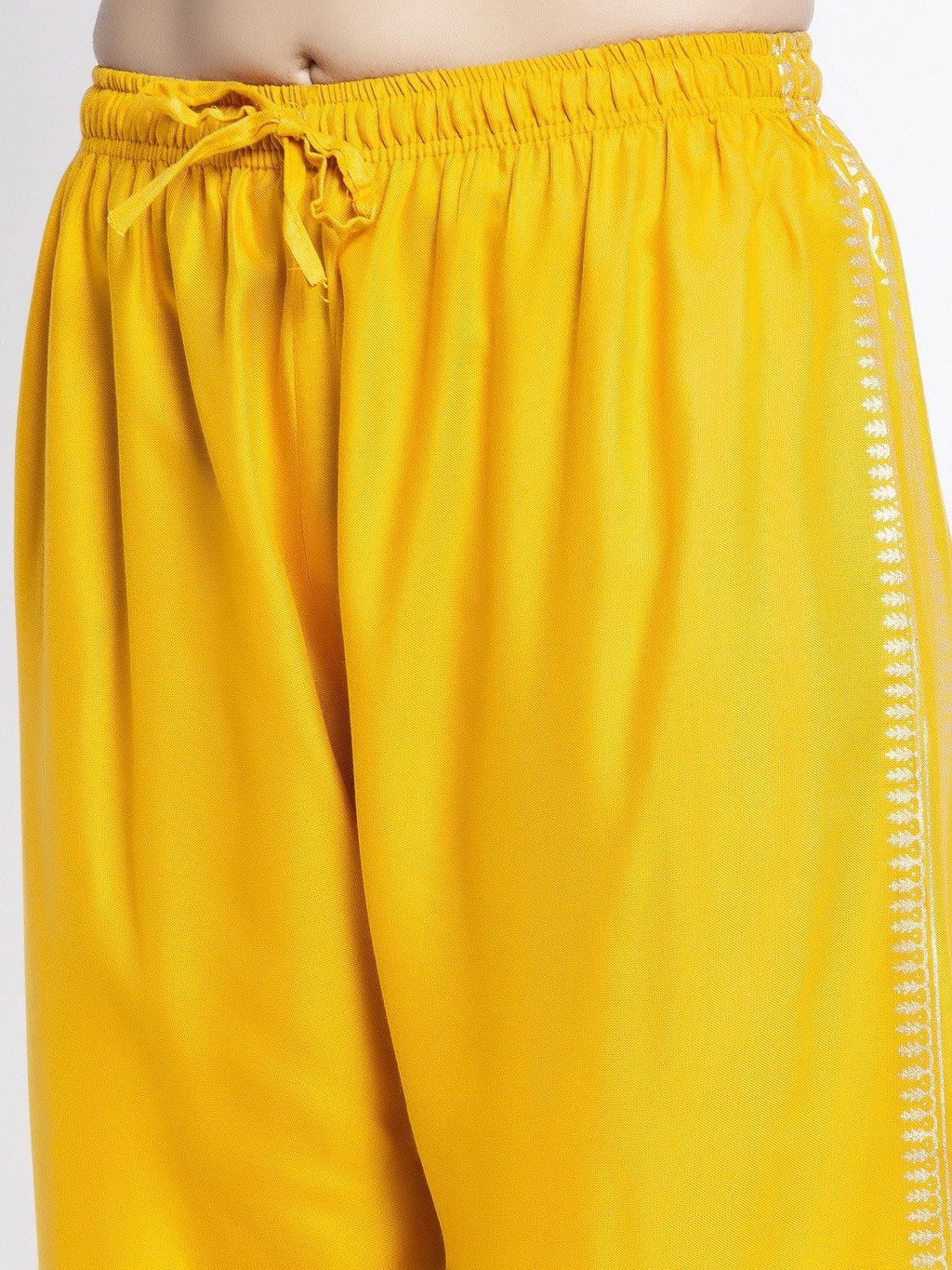 PAVONINE Mustard Color Block Side Printed Rayon Fabric Sharara For Women