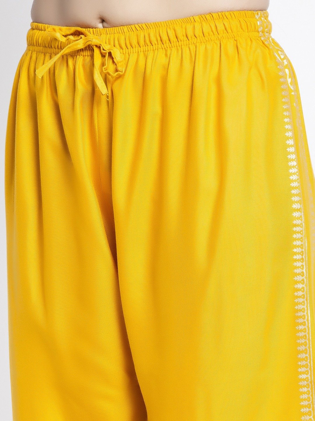 PAVONINE Mustard Color Block Side Printed Rayon Fabric Sharara For Women