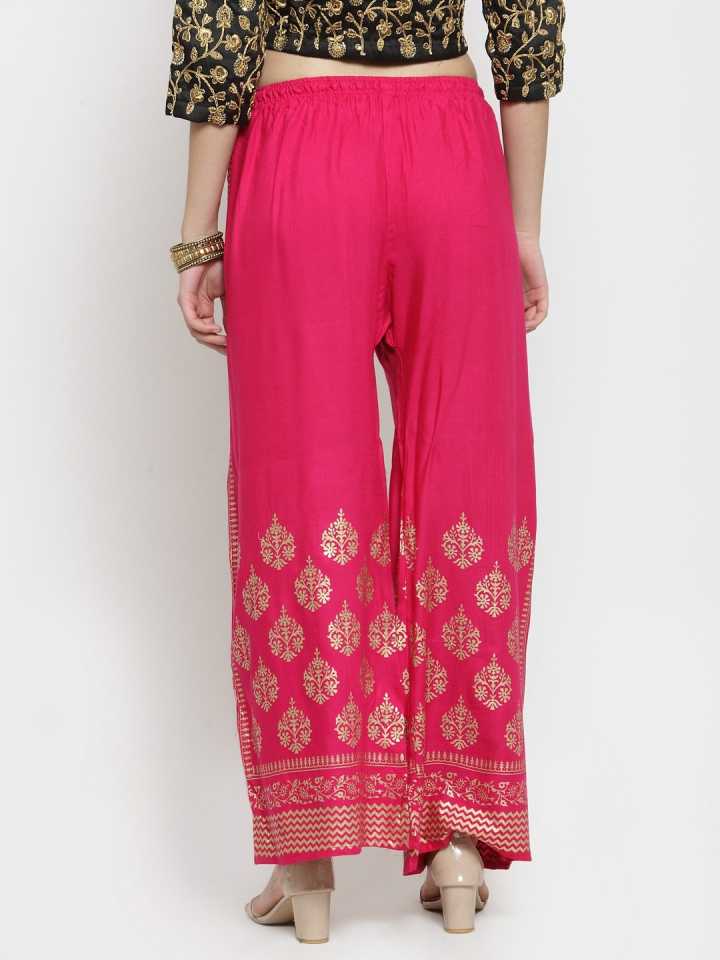 PAVONINE Rani Color Block Side Printed Rayon Fabric Sharara For Women