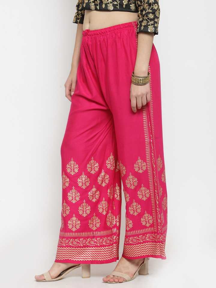 PAVONINE Rani Color Block Side Printed Rayon Fabric Sharara For Women