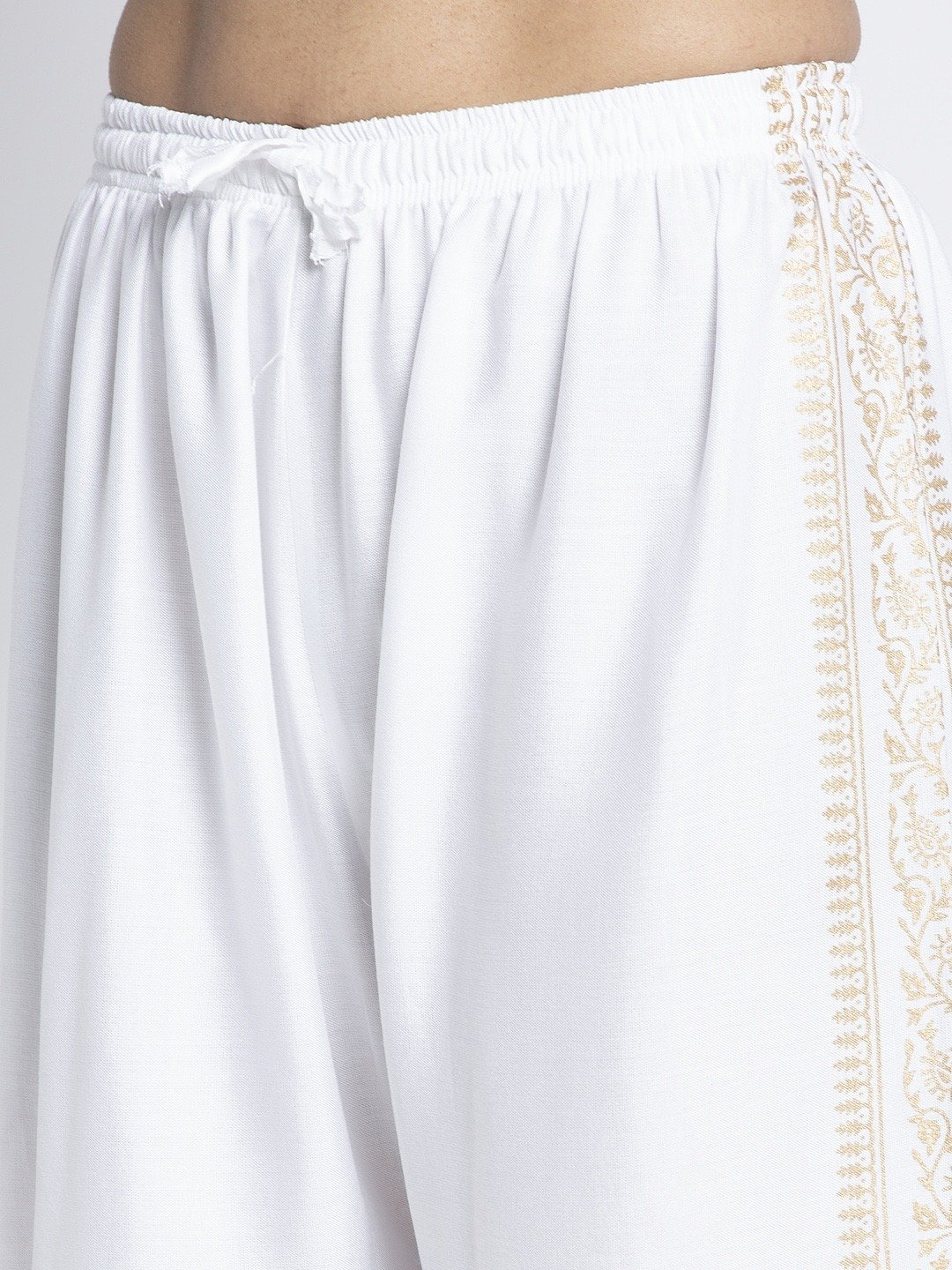 PAVONINE White Color Block Side Printed Rayon Fabric Sharara For Women