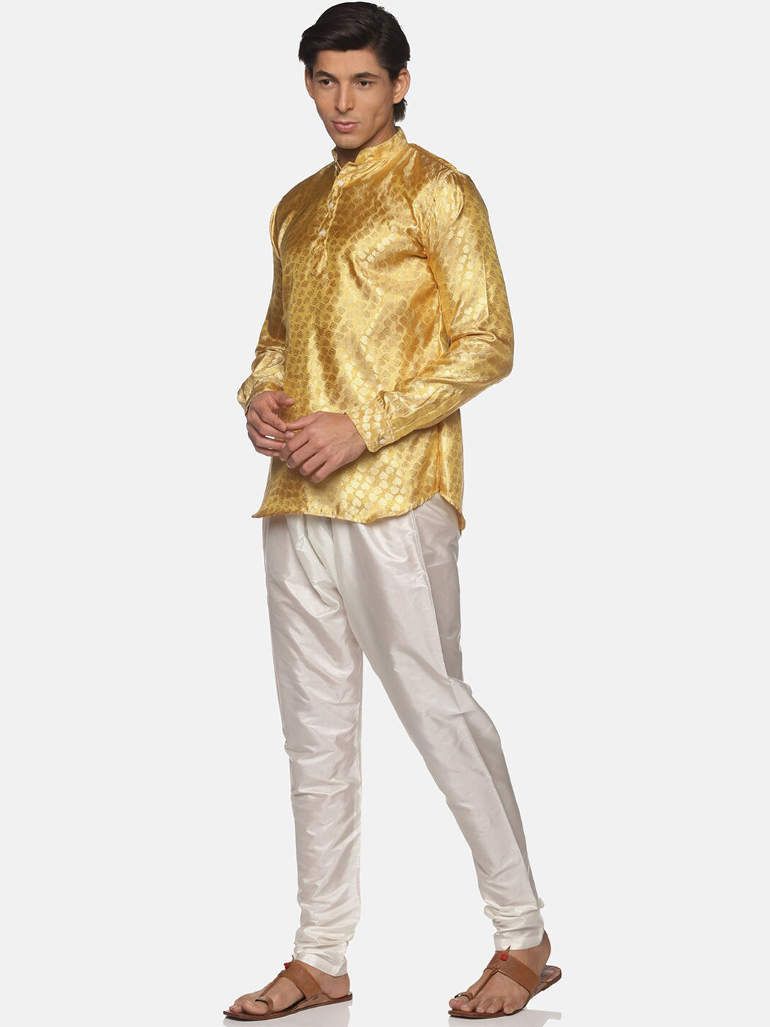Sethukrishna Men Gold-Toned Kurta with Pyjamas