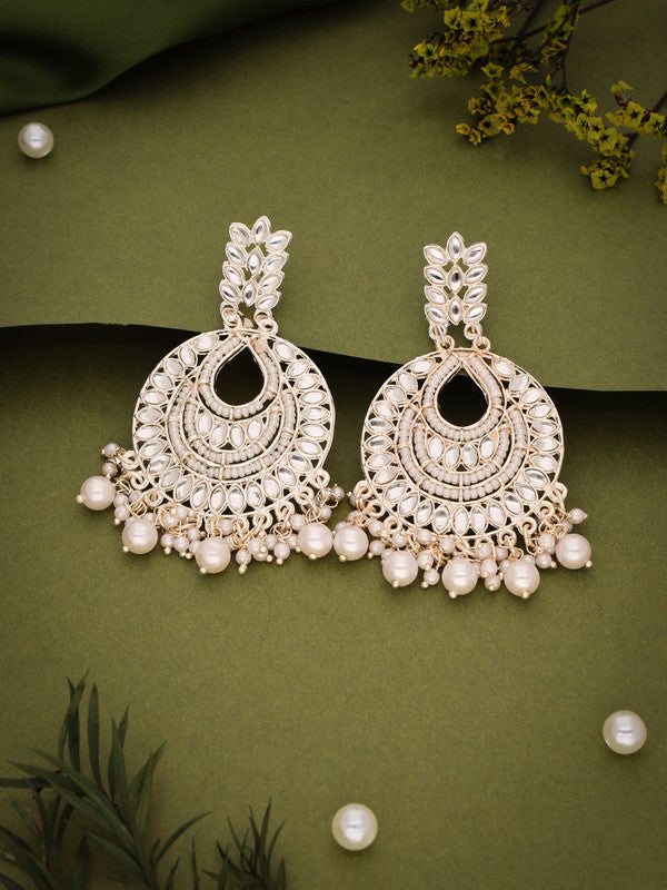 Tehzeeb Creations Pack of 1 Gold Drop & Danglers Earring For Women & Girls Diamond, Pearl Brass Drops & Danglers