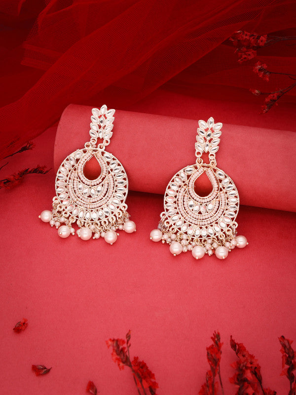 Tehzeeb Creations Pack of 1 Gold Drop & Danglers Earring For Women & Girls Diamond, Pearl Brass Drops & Danglers