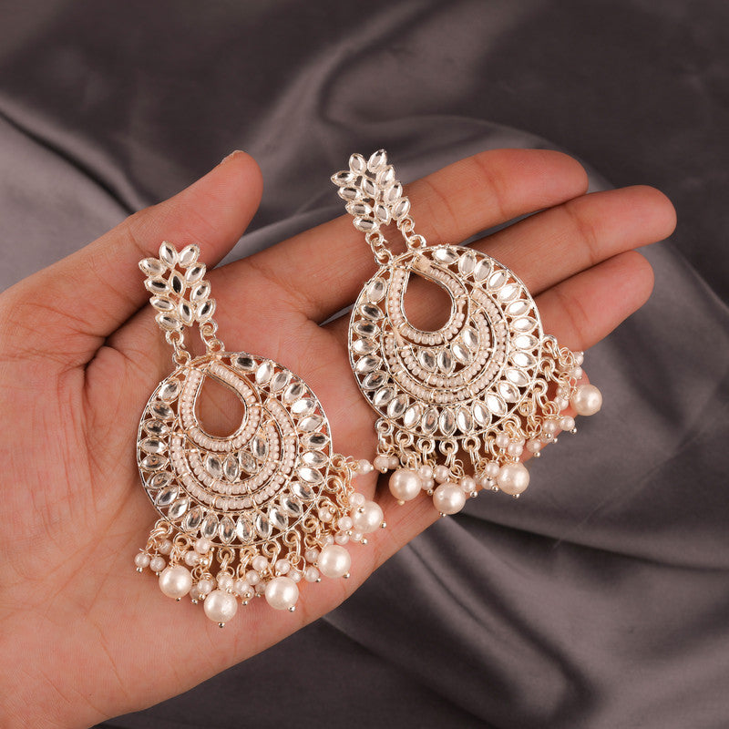 Tehzeeb Creations Pack of 1 Gold Drop & Danglers Earring For Women & Girls Diamond, Pearl Brass Drops & Danglers