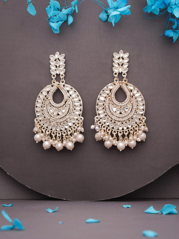 Tehzeeb Creations Pack of 1 Gold Drop & Danglers Earring For Women & Girls Diamond, Pearl Brass Drops & Danglers