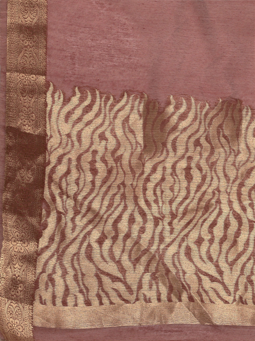 Saree Mall Mauve & Gold Solid Linen Blend Taant Saree