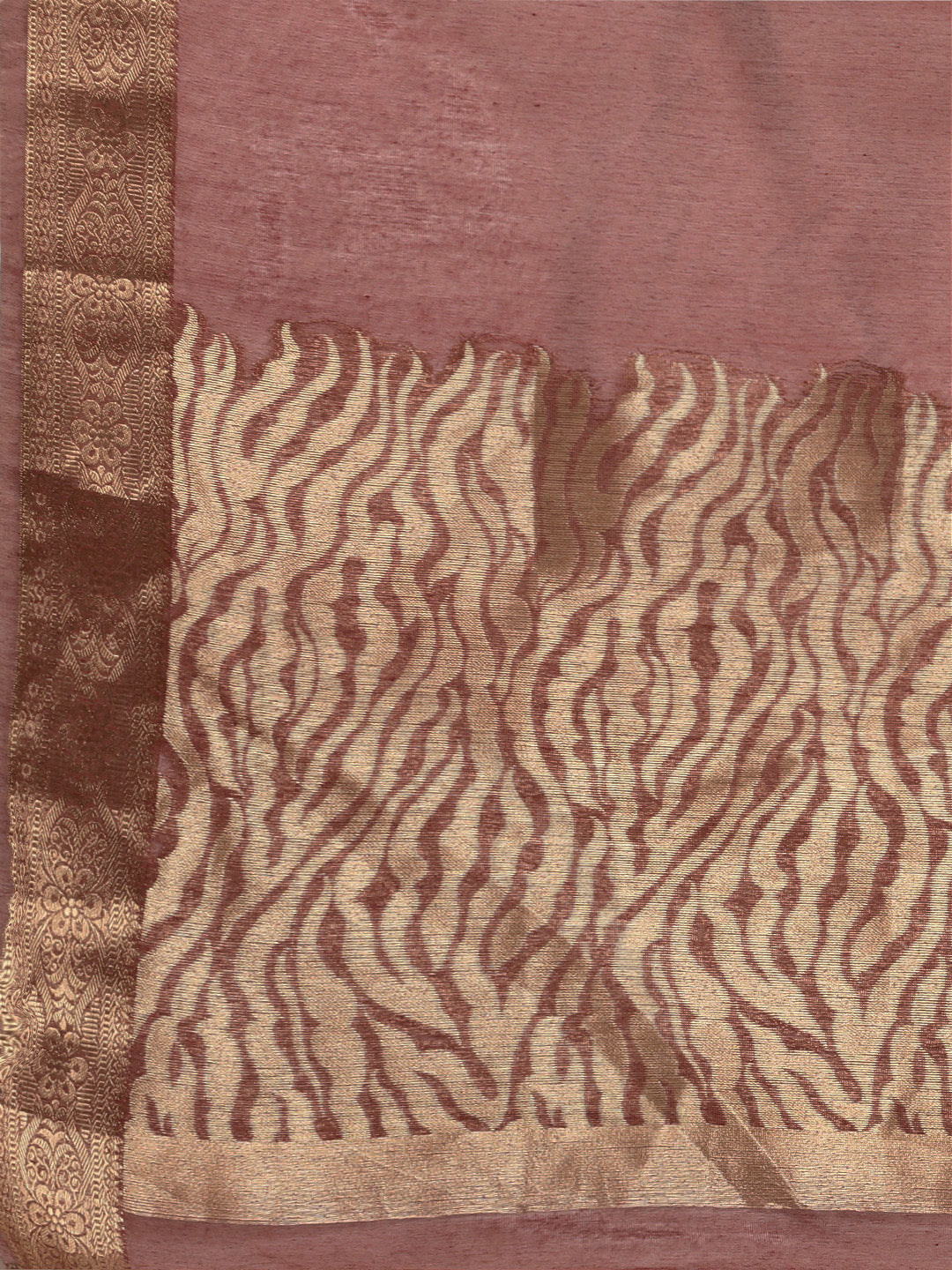 Saree Mall Mauve & Gold Solid Linen Blend Taant Saree