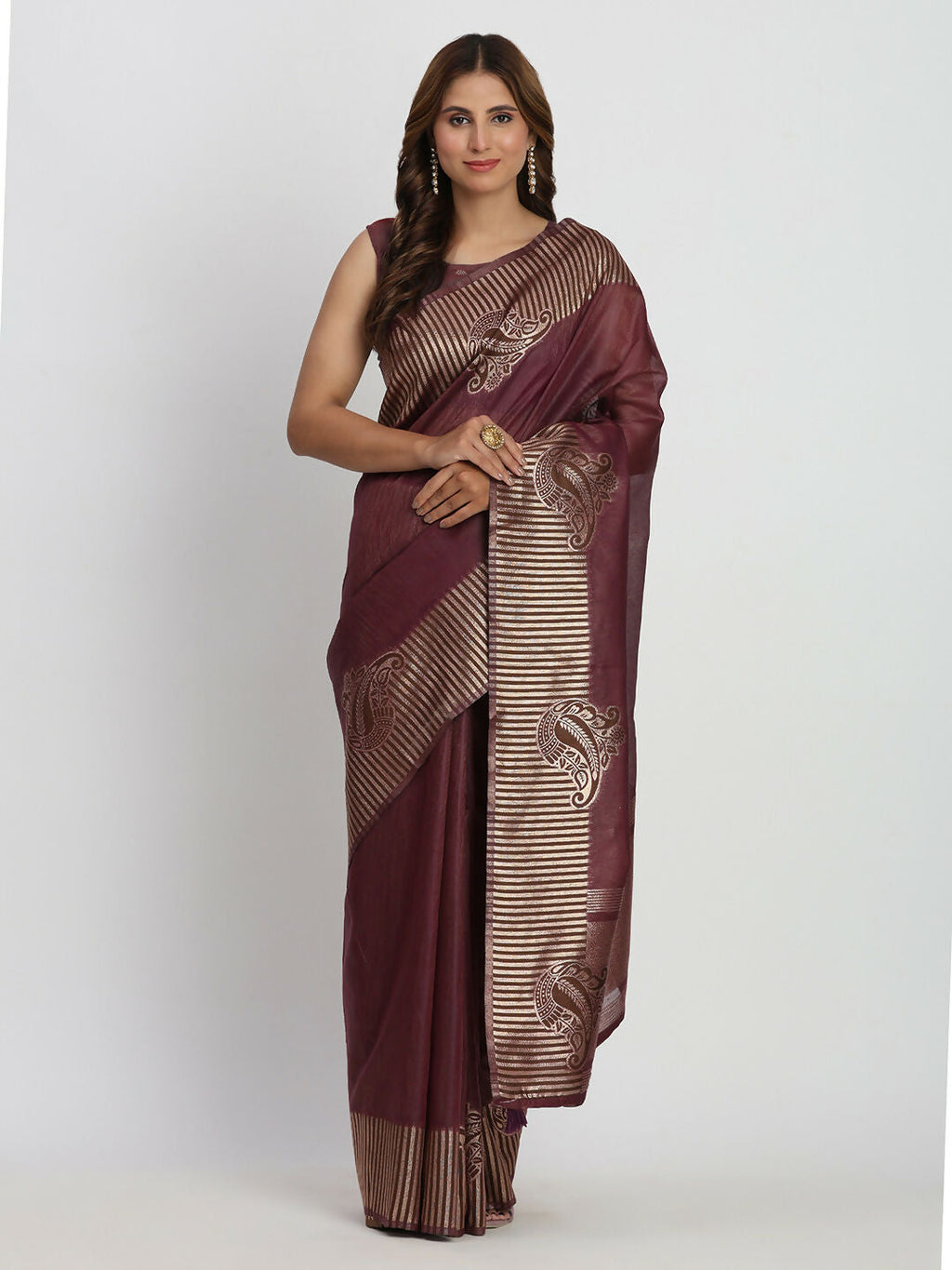Shree Shyam Fashion Linen Cotton Purple Saree