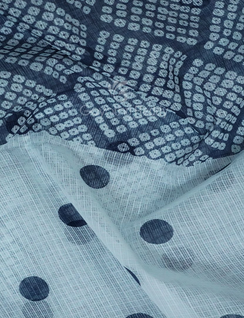 Shades of Cream And Denim Grey Colour With Patli Pallu Design Pure Kota Cotton Saree By Gayathri Reddy Designer Studio