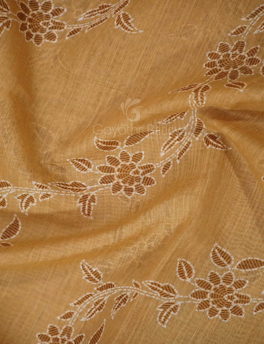 Shades of Light Mustard Colour Floral Print Semi Chanderi Saree By Gayathri Reddy Designer Studio