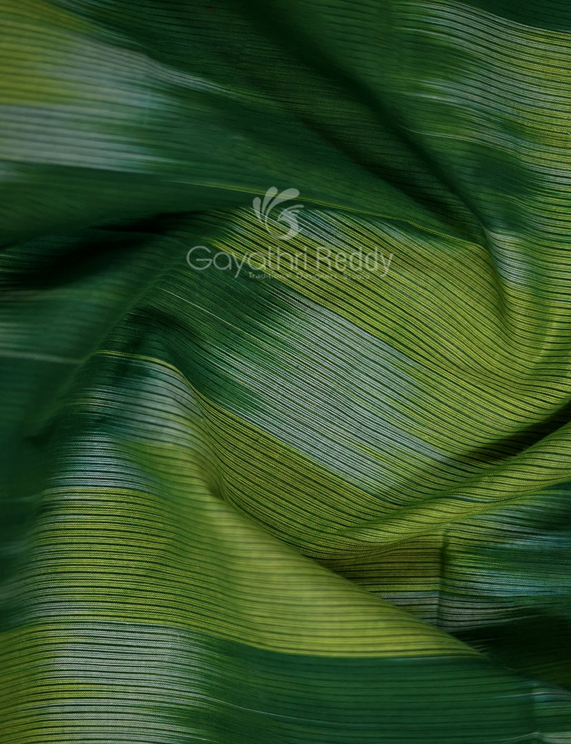 Dual Shades of Parrot Green And Mango Green Mangalagiri Ikkat Cotton Saree By Gayathri Reddy Designer Studio