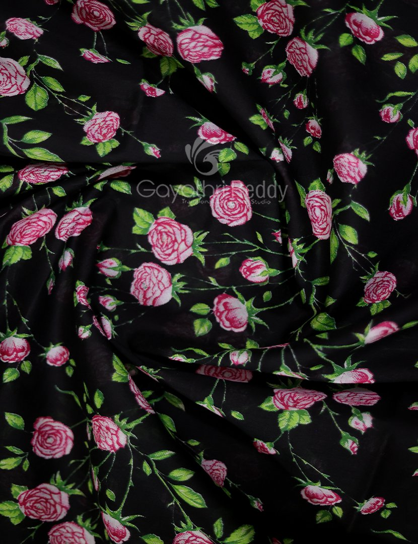 Block Print Black Coloured Mulmul Cotton Saree By Gayathri Reddy Designer Studio